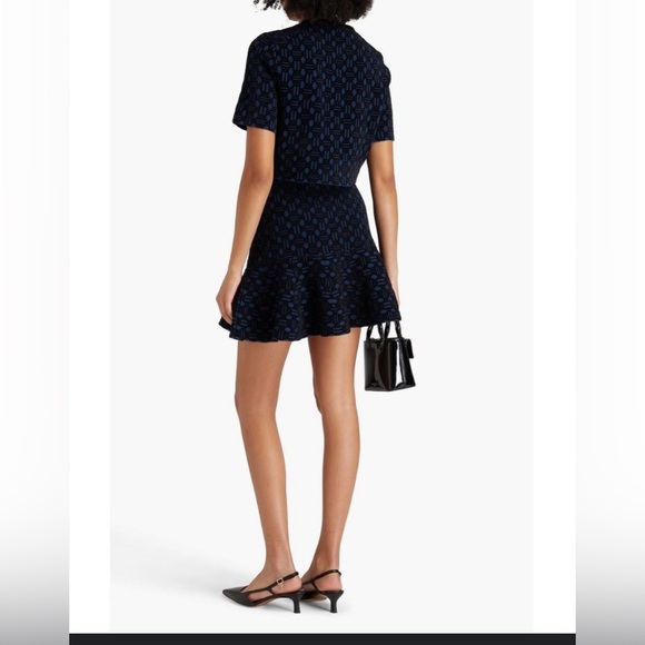 Maje knitt effect Blue Fit and Flare Mini Dress  Small - Picture 1 of 12